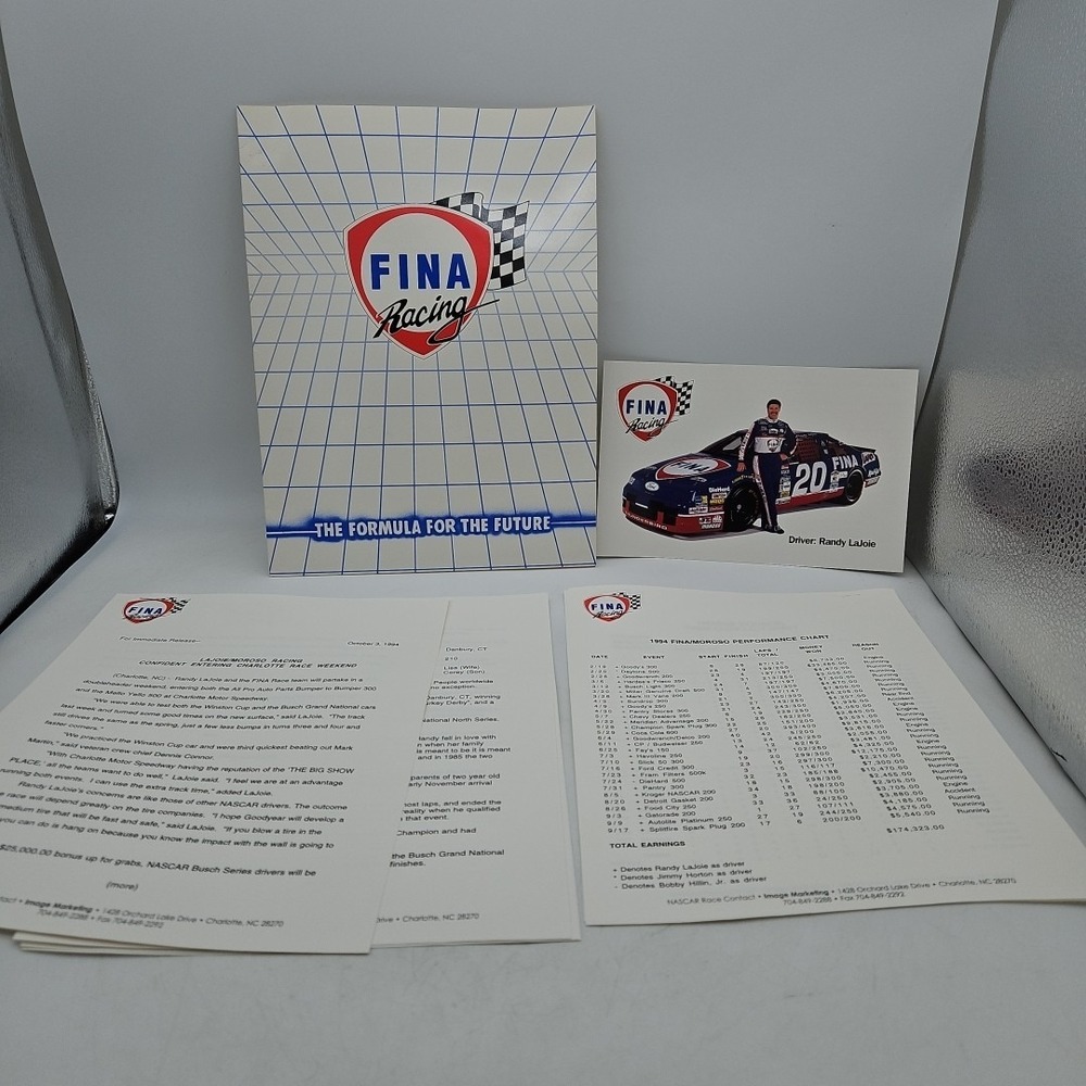 Vintage Nascar Press Kit Fina Racing Team Randy‎ LaJoie Media Guide 1994 #20